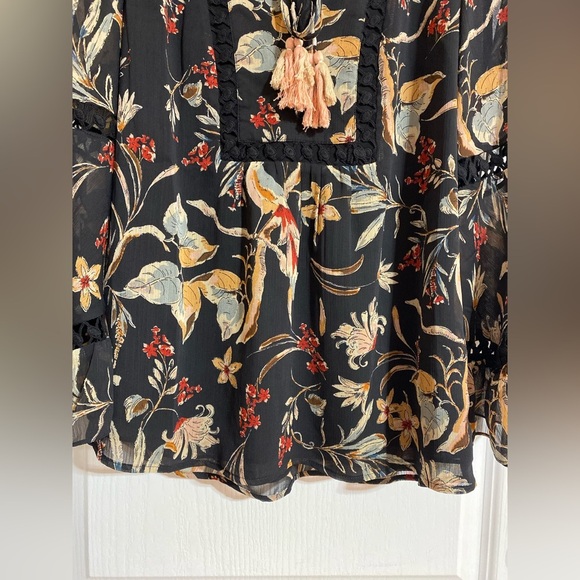 Anthropologie Daniel Rainn Boho Bell-Sleeve Crochet Tassel Peasant Blouse XS - Picture 7 of 13